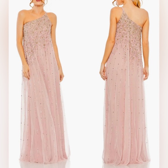 NWOT Mac Duggal Embellished One-Shoulder Evening Gown sz 12 - Picture 1 of 6